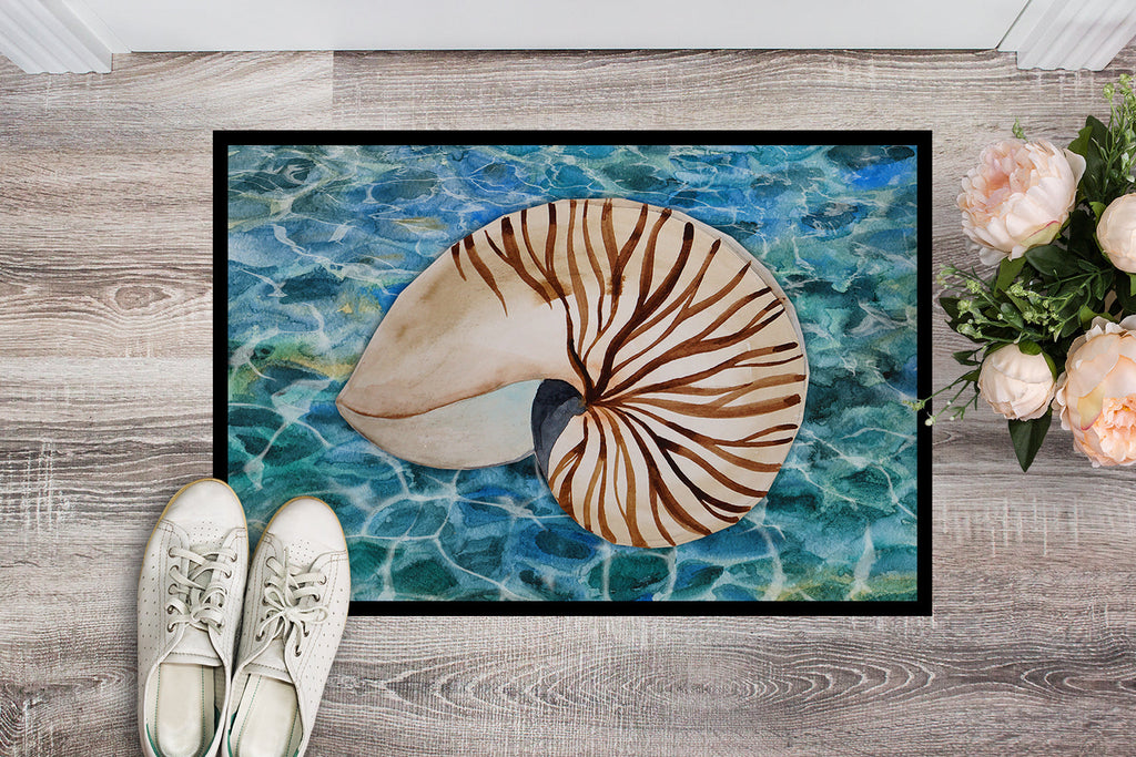 Sea Shell and Water Doormat Indoor Outdoor 18H X 27W Front Door Mat Rugs for Entryway, Non Slip Washable
