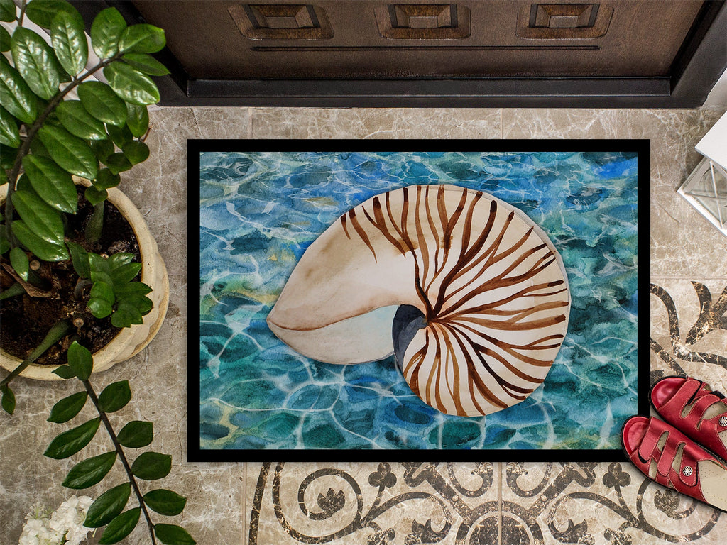 Sea Shell and Water Doormat Indoor Outdoor 18H X 27W Front Door Mat Rugs for Entryway, Non Slip Washable
