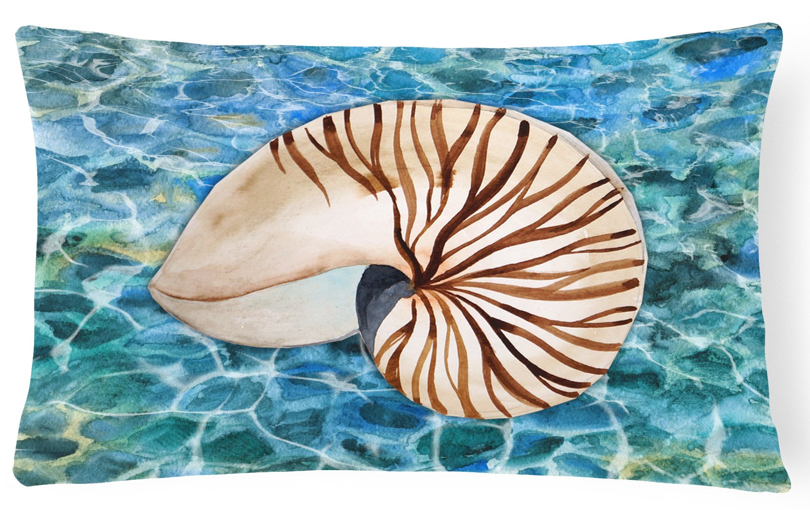 Sea Shell and Water Decorative Throw Pillow 12x16 Indoor Outdoor Accent Cushion, Fabric Cover with Insert for Sofa, Bed, Porch & Living Room