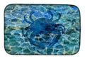 Blue Crab Under Water Dish Drying Mat Absorbent Dish Drying Mat Pad for Kitchen Counter Dish Drainer Mat for Countertop, 14 x 21", Multicolor