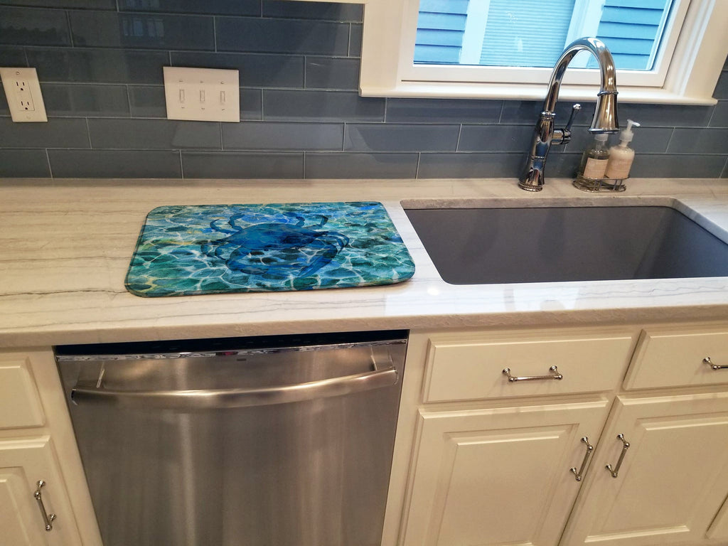 Blue Crab Under Water Dish Drying Mat Absorbent Dish Drying Mat Pad for Kitchen Counter Dish Drainer Mat for Countertop, 14 x 21", Multicolor