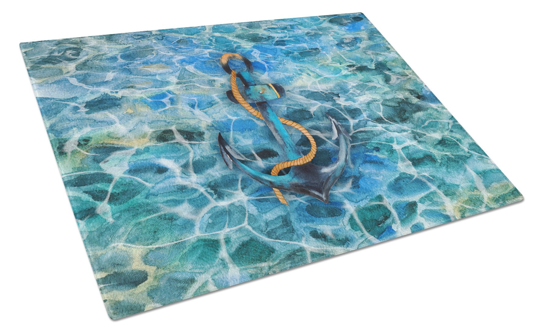 Anchor and Rope Cutting Board Tempered Glass Kitchen Cutting Surface, Heat Resistant Chopping, Non-Slip Feet, Food Prep & Serving