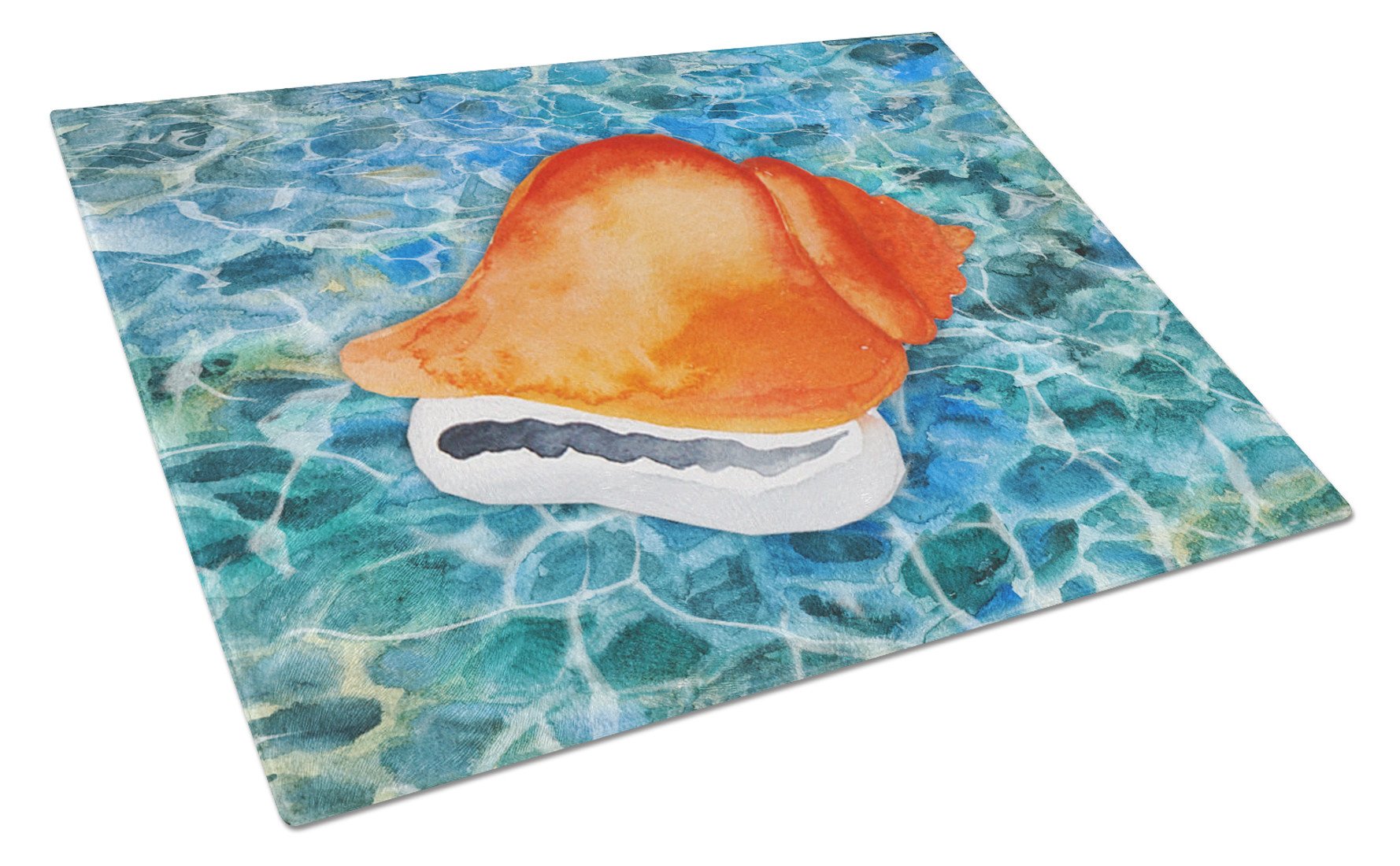 Sea Shell Cutting Board Tempered Glass Kitchen Cutting Surface, Heat Resistant Chopping, Non-Slip Feet, Food Prep & Serving