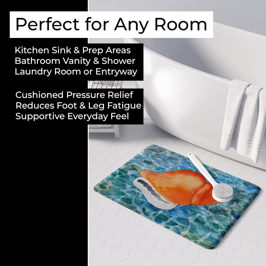 Sea Shell Memory Foam Kitchen Mat Machine Washable Anti-Fatigue Cushion Comfort Bath or Kitchen Rug