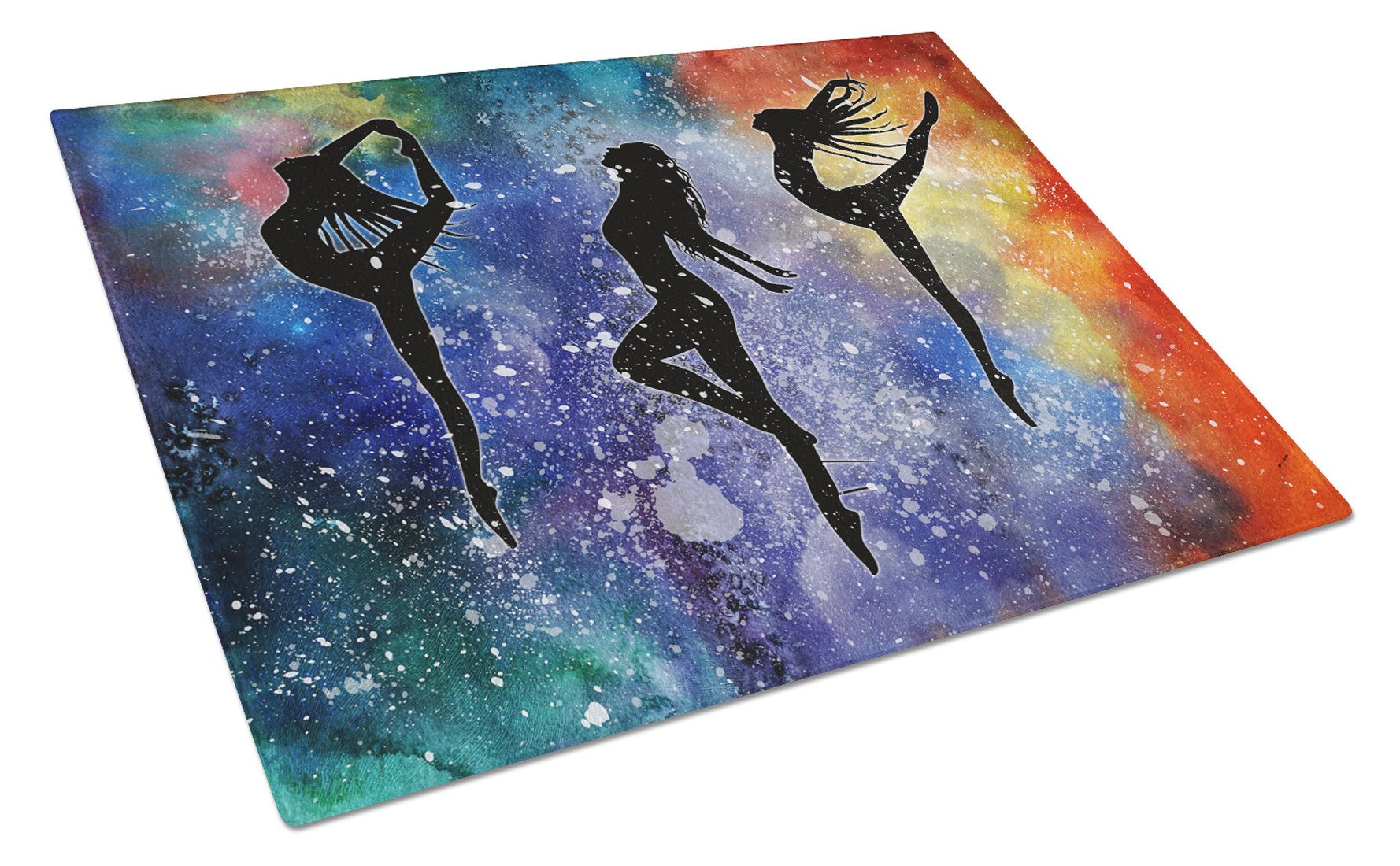 Dancers Cutting Board Tempered Glass Kitchen Cutting Surface, Heat Resistant Chopping, Non-Slip Feet, Food Prep & Serving