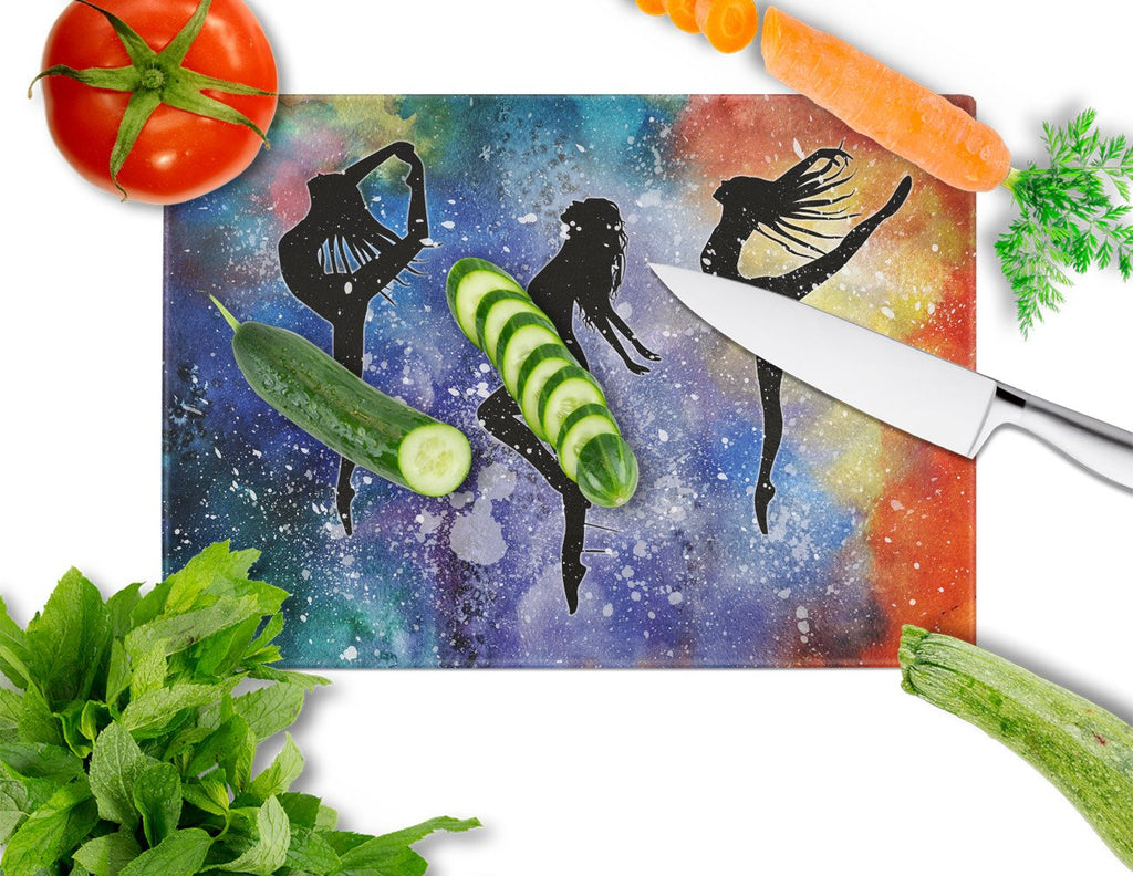 Dancers Cutting Board Tempered Glass Kitchen Cutting Surface, Heat Resistant Chopping, Non-Slip Feet, Food Prep & Serving