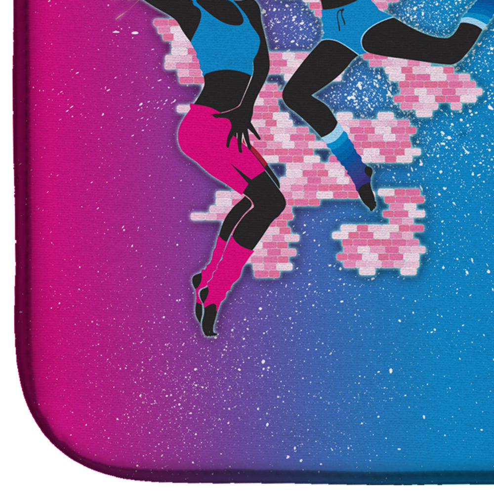 Hip Hop in Pink Blue Dish Drying Mat Absorbent Dish Drying Mat Pad for Kitchen Counter Dish Drainer Mat for Countertop, 14 x 21", Multicolor
