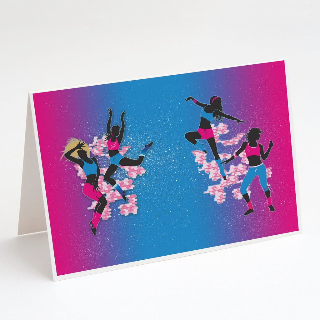 Hip Hop in Pink Blue Greeting Cards Pack of 8 Blank Cards with Envelopes Whimsical A7 Size 5x7