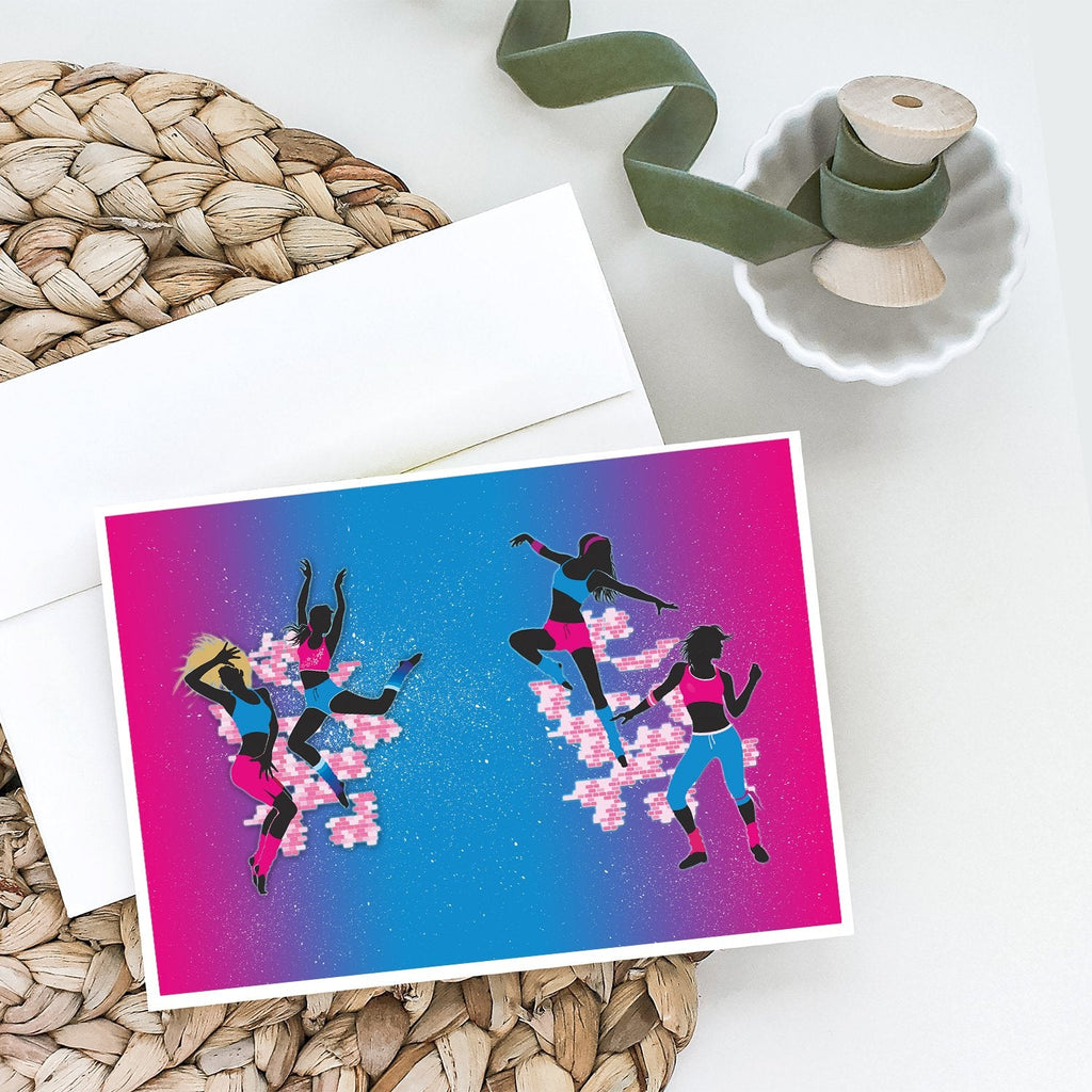 Hip Hop in Pink Blue Greeting Cards Pack of 8 Blank Cards with Envelopes Whimsical A7 Size 5x7