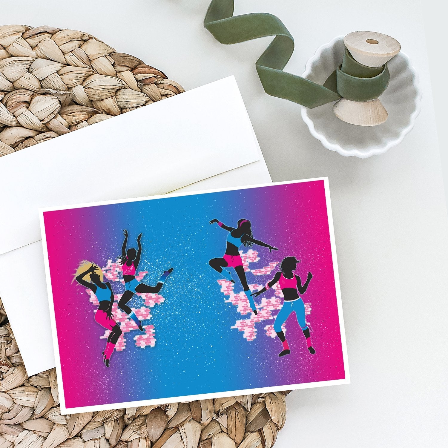 Hip Hop in Pink Blue Greeting Cards Pack of 8 Blank Cards with Envelopes Whimsical A7 Size 5x7