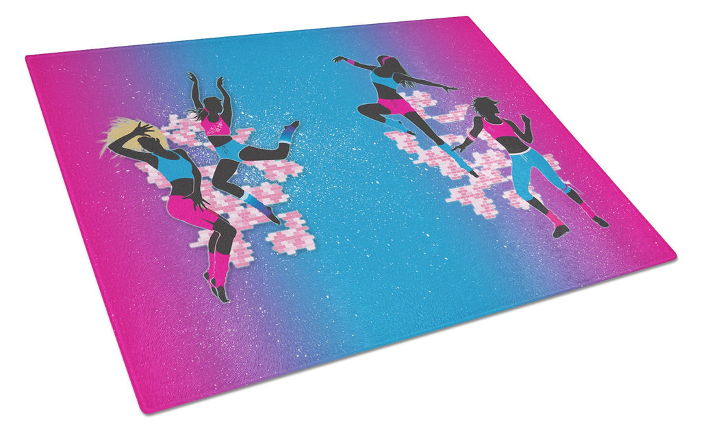 Hip Hop in Pink Blue Cutting Board Tempered Glass Kitchen Cutting Surface, Heat Resistant Chopping, Non-Slip Feet, Food Prep & Serving