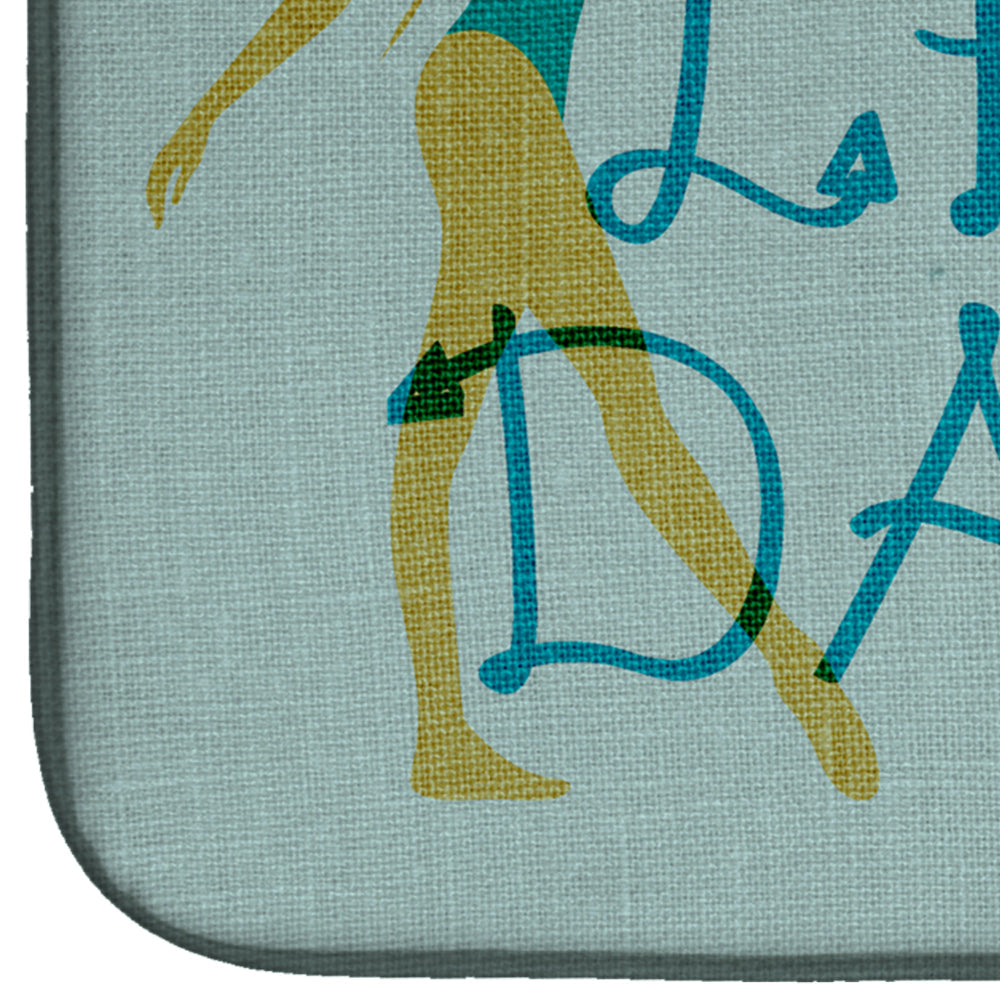 Let's Dance Linen Teal Dish Drying Mat Absorbent Dish Drying Mat Pad for Kitchen Counter Dish Drainer Mat for Countertop, 14 x 21", Multicolor