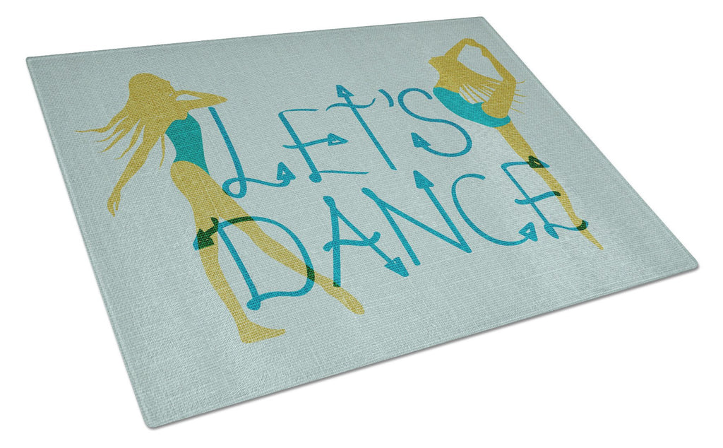 Let's Dance Linen Teal Cutting Board Tempered Glass Kitchen Cutting Surface, Heat Resistant Chopping, Non-Slip Feet, Food Prep & Serving