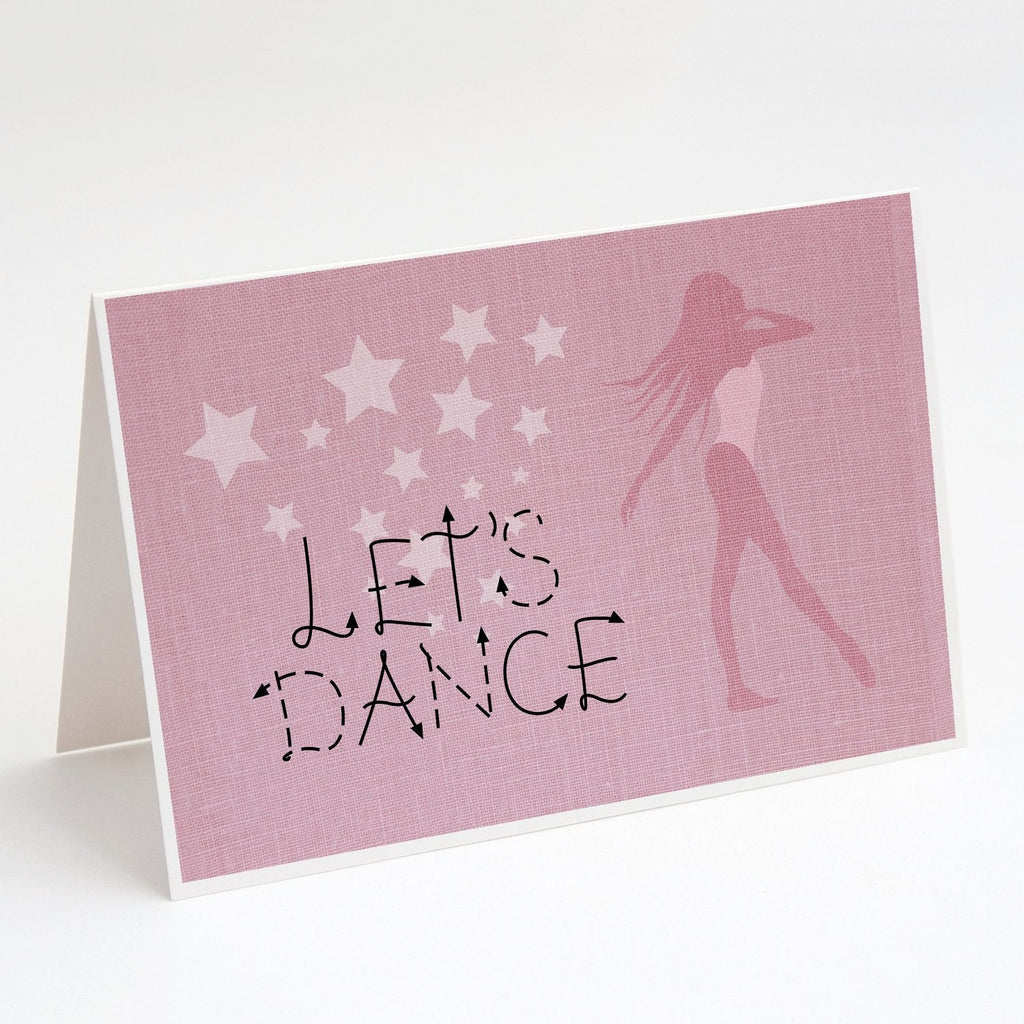 Let's Dance Linen Pink Greeting Cards Pack of 8 Blank Cards with Envelopes Whimsical A7 Size 5x7