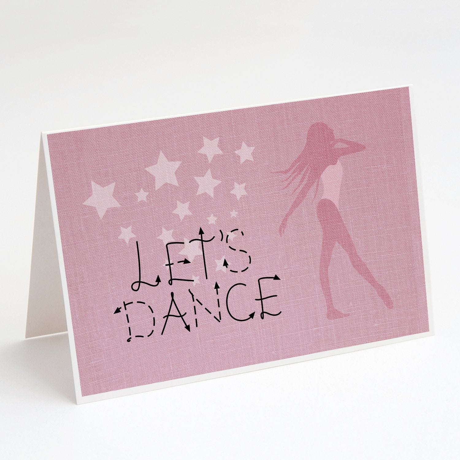 Let's Dance Linen Pink Greeting Cards Pack of 8 Blank Cards with Envelopes Whimsical A7 Size 5x7