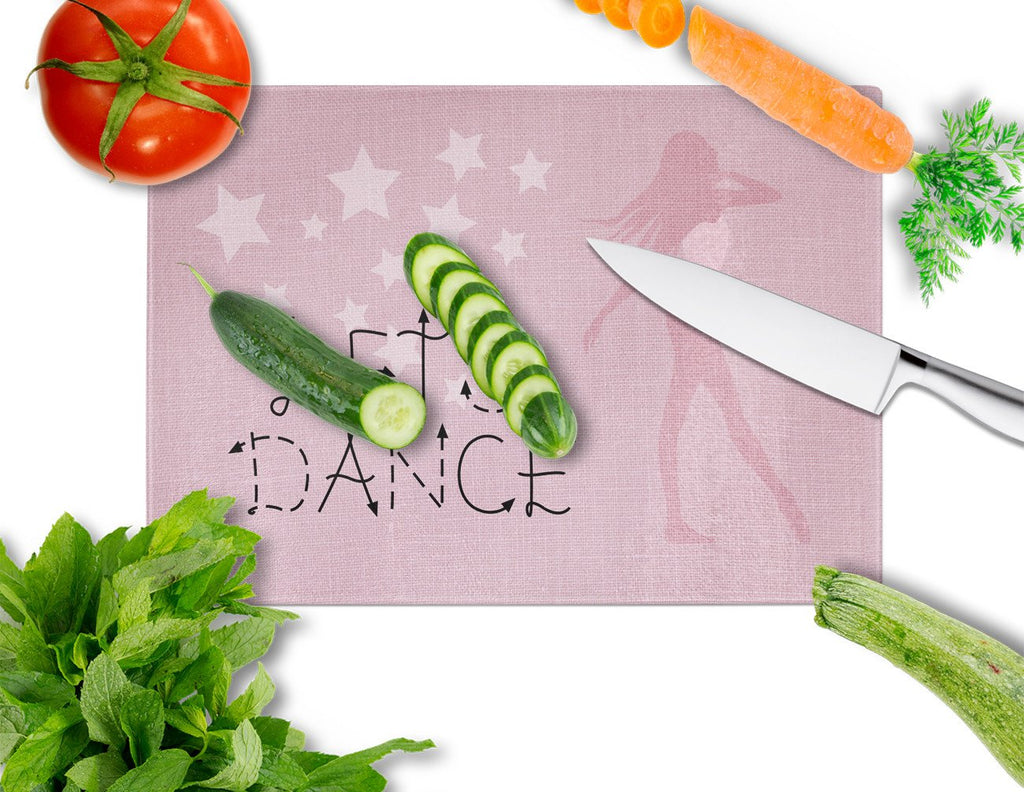 Let's Dance Linen Pink Cutting Board Tempered Glass Kitchen Cutting Surface, Heat Resistant Chopping, Non-Slip Feet, Food Prep & Serving
