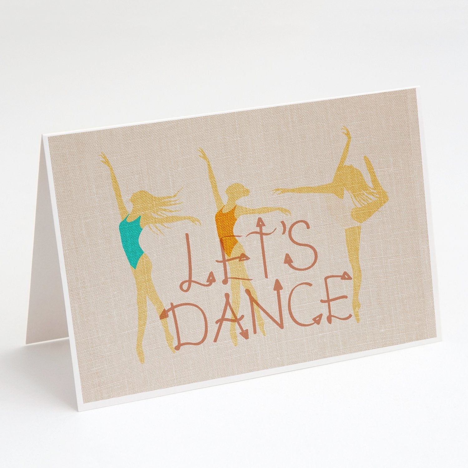 Let's Dance Linen Light Greeting Cards Pack of 8 Blank Cards with Envelopes Whimsical A7 Size 5x7