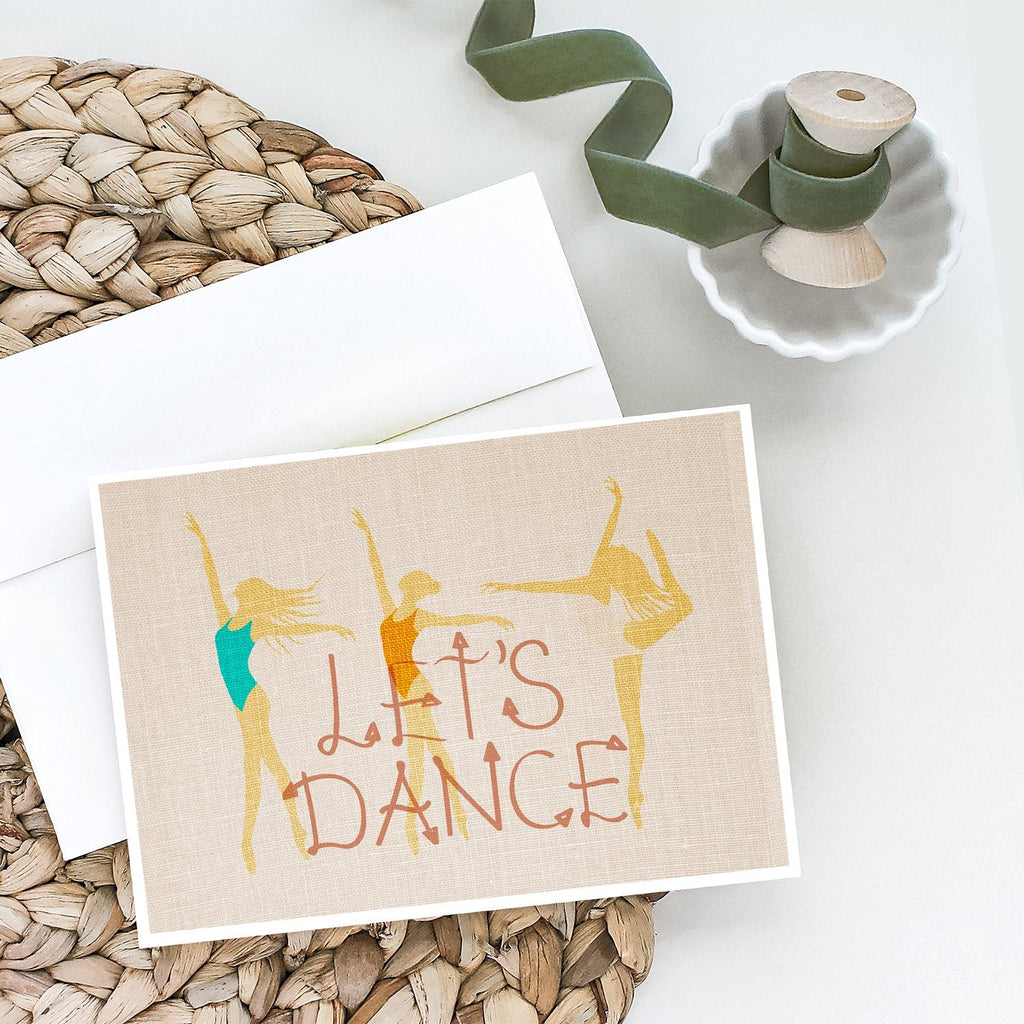 Let's Dance Linen Light Greeting Cards Pack of 8 Blank Cards with Envelopes Whimsical A7 Size 5x7