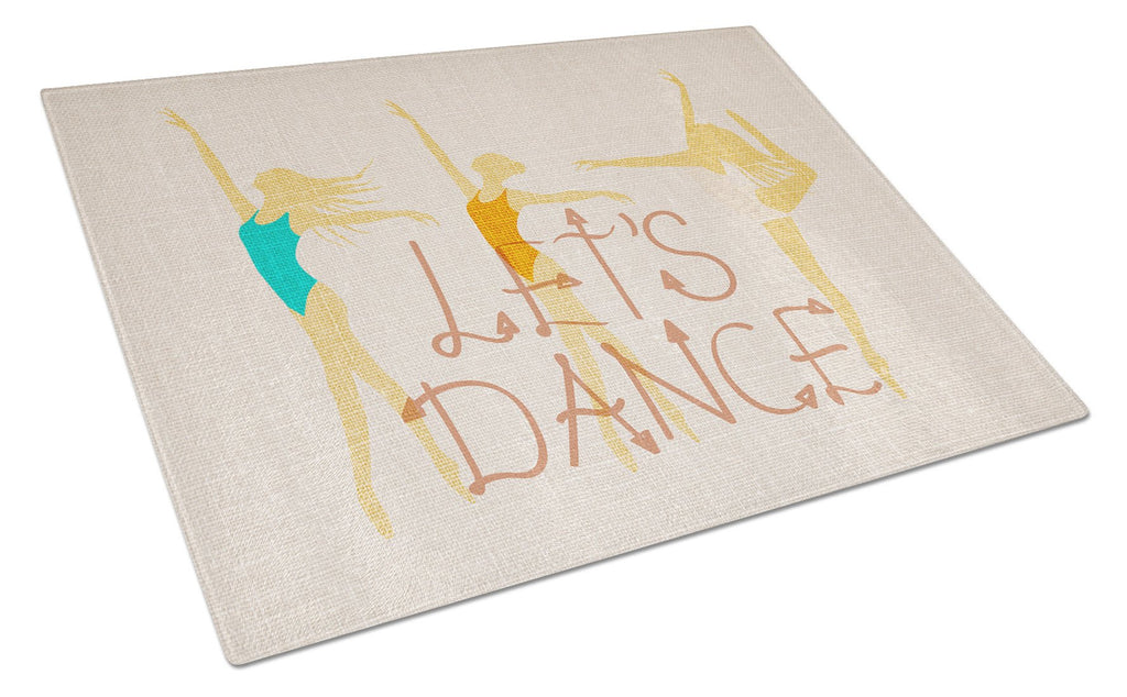 Let's Dance Linen Light Cutting Board Tempered Glass Kitchen Cutting Surface, Heat Resistant Chopping, Non-Slip Feet, Food Prep & Serving