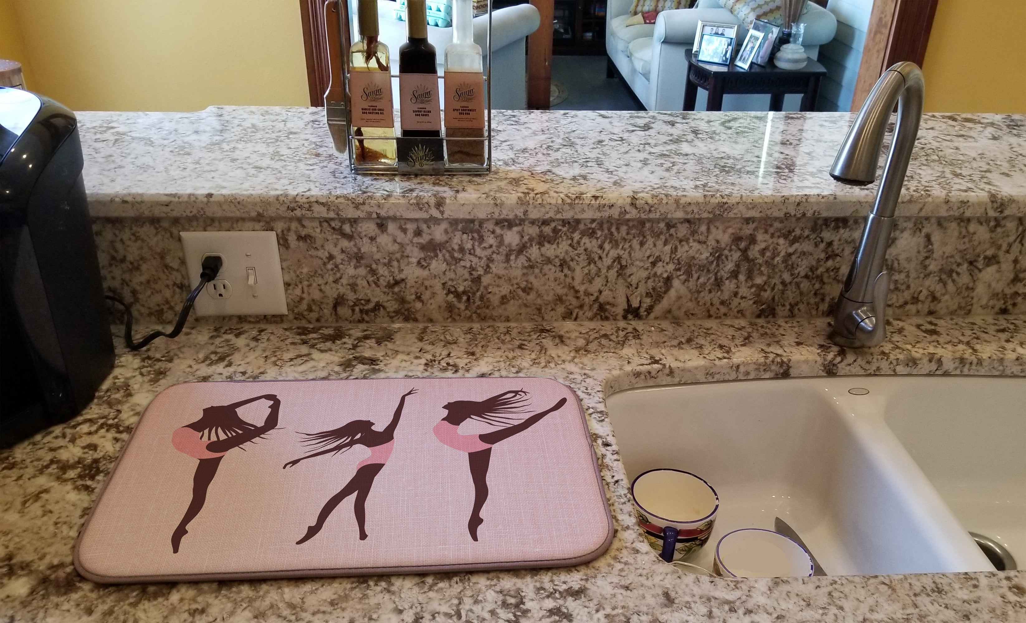 Dancers Linen Pink Dish Drying Mat Absorbent Dish Drying Mat Pad for Kitchen Counter Dish Drainer Mat for Countertop, 14 x 21", Multicolor