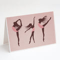 Dancers Linen Pink Greeting Cards Pack of 8 Blank Cards with Envelopes Whimsical A7 Size 5x7