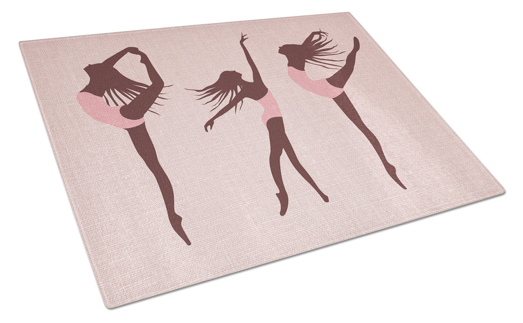 Dancers Linen Pink Cutting Board Tempered Glass Kitchen Cutting Surface, Heat Resistant Chopping, Non-Slip Feet, Food Prep & Serving
