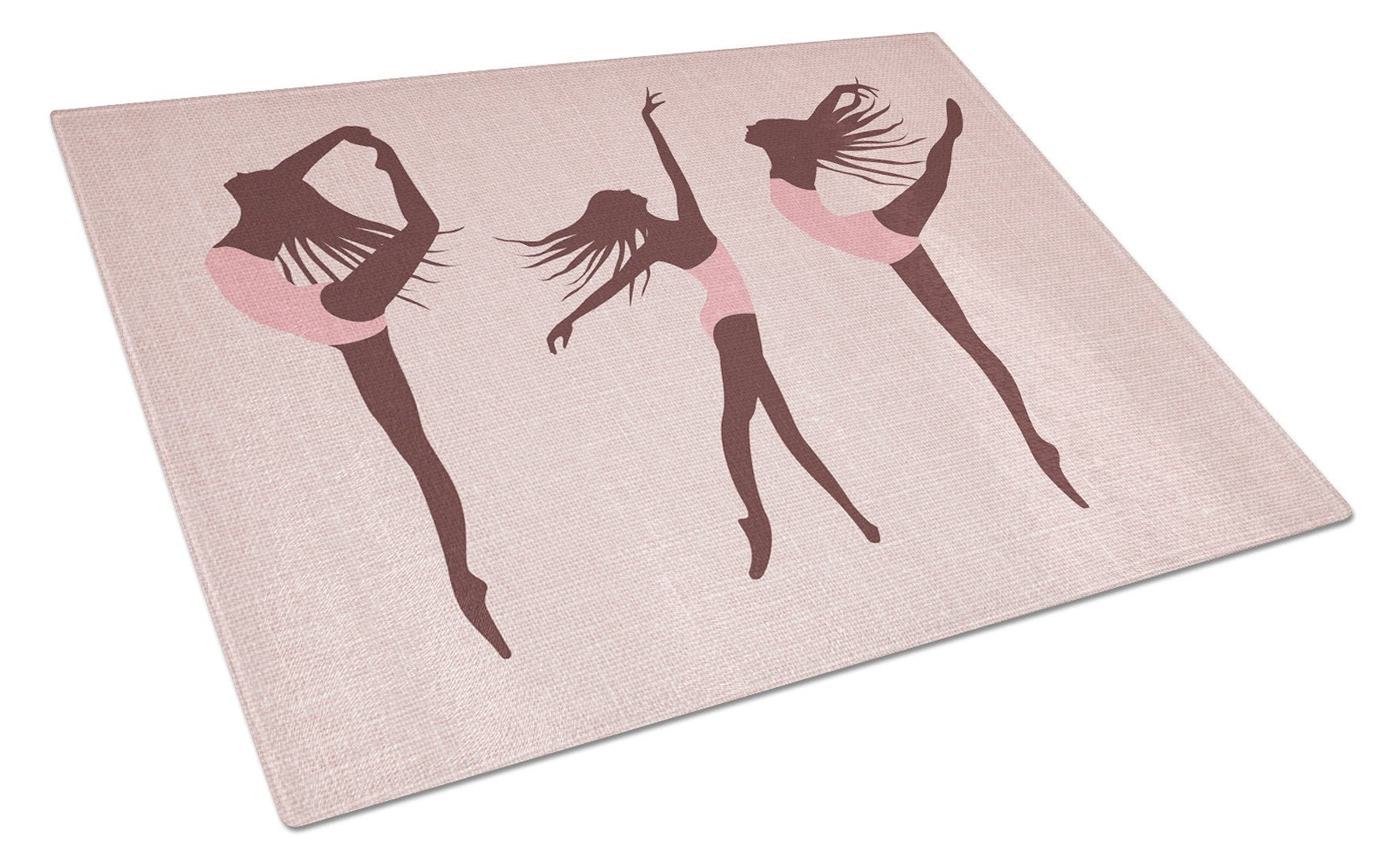 Dancers Linen Pink Cutting Board Tempered Glass Kitchen Cutting Surface, Heat Resistant Chopping, Non-Slip Feet, Food Prep & Serving