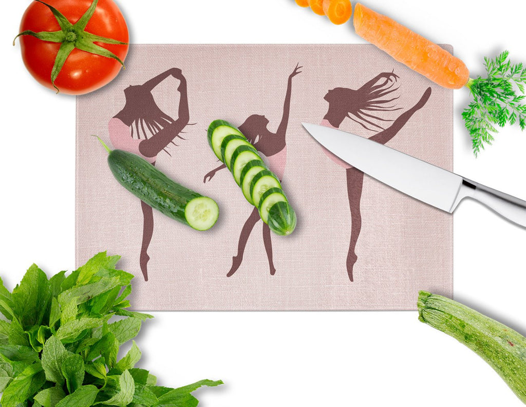 Dancers Linen Pink Cutting Board Tempered Glass Kitchen Cutting Surface, Heat Resistant Chopping, Non-Slip Feet, Food Prep & Serving