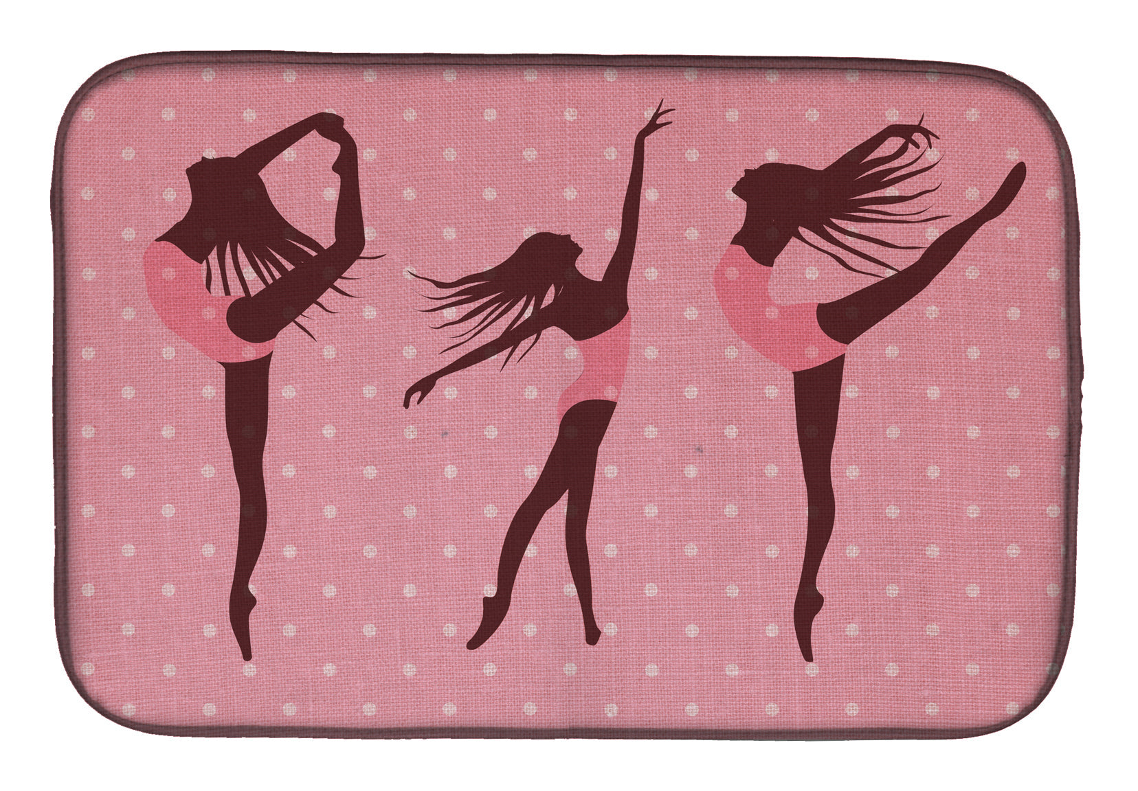 Dancers Linen Pink Polkadots Dish Drying Mat Absorbent Dish Drying Mat Pad for Kitchen Counter Dish Drainer Mat for Countertop, 14 x 21", Multicolor