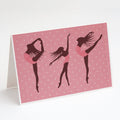 Dancers Linen Pink Polkadots Greeting Cards Pack of 8 Blank Cards with Envelopes Whimsical A7 Size 5x7