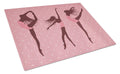 Dancers Linen Pink Polkadots Cutting Board Tempered Glass Kitchen Cutting Surface, Heat Resistant Chopping, Non-Slip Feet, Food Prep & Serving