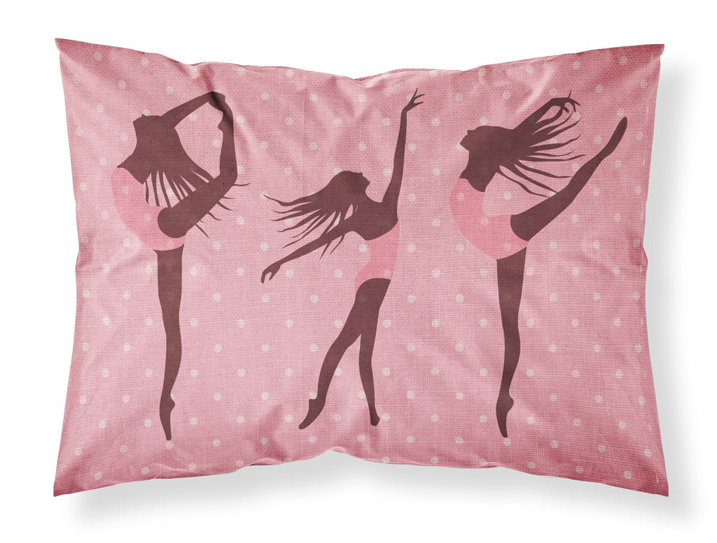 Dancers Linen Pink Polkadots Standard Pillowcase Lightweight Super Soft Easy Care Decorative Artwork Pillowcase, Standard