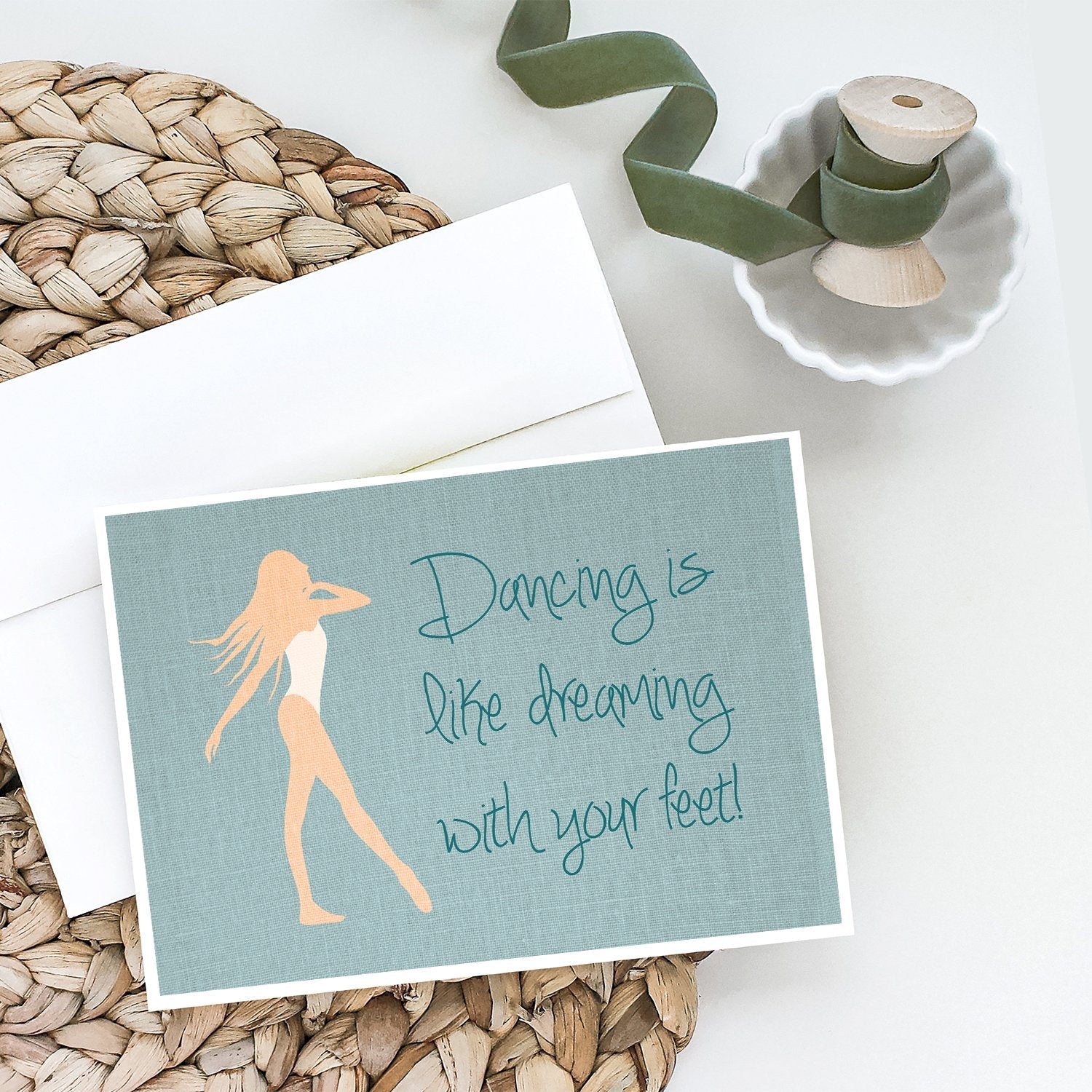 Dancing is Like Dreaming Greeting Cards Pack of 8 Blank Cards with Envelopes Whimsical A7 Size 5x7