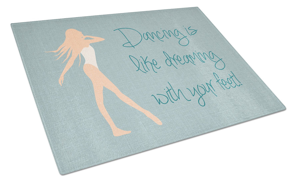 Dancing is Like Dreaming Cutting Board Tempered Glass Kitchen Cutting Surface, Heat Resistant Chopping, Non-Slip Feet, Food Prep & Serving