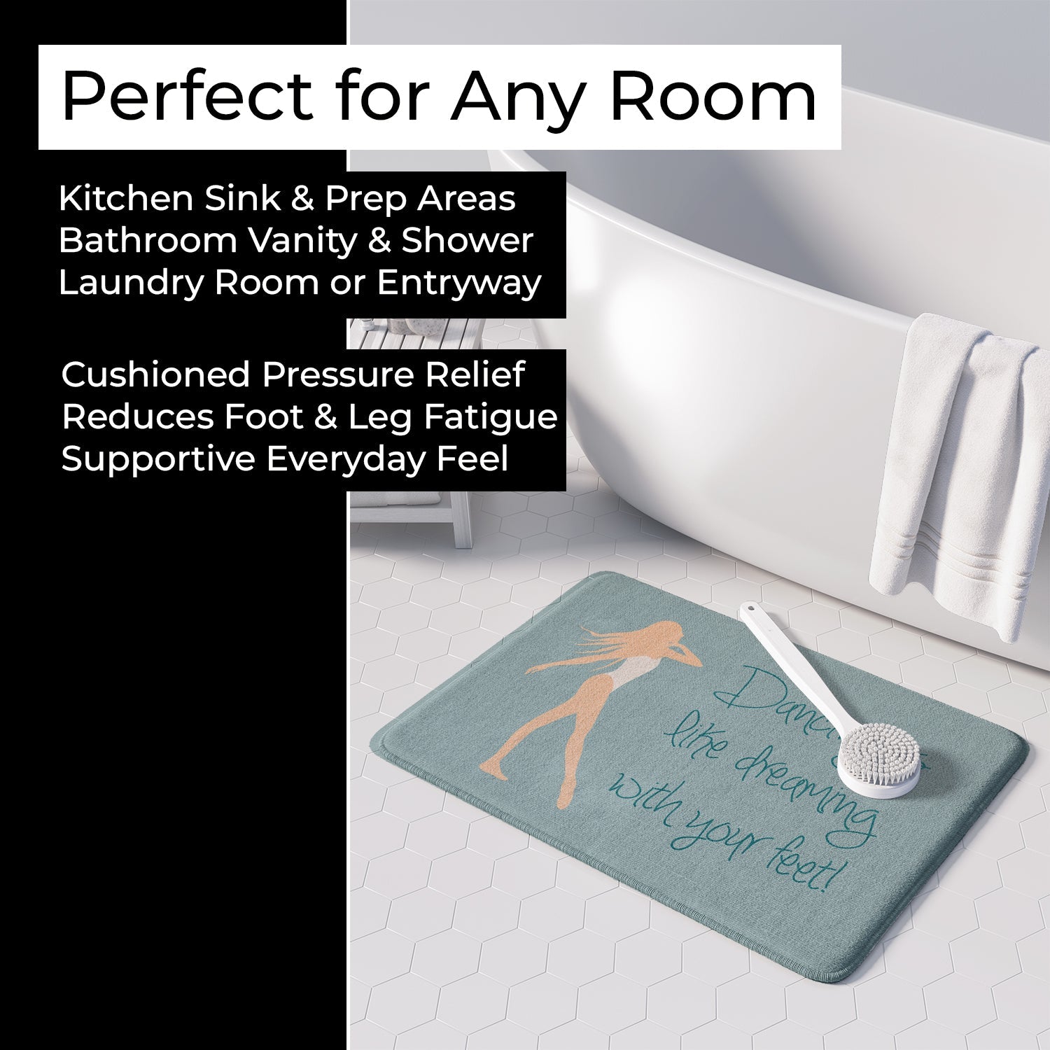 Dancing is Like Dreaming Memory Foam Kitchen Mat Machine Washable Anti-Fatigue Cushion Comfort Bath or Kitchen Rug