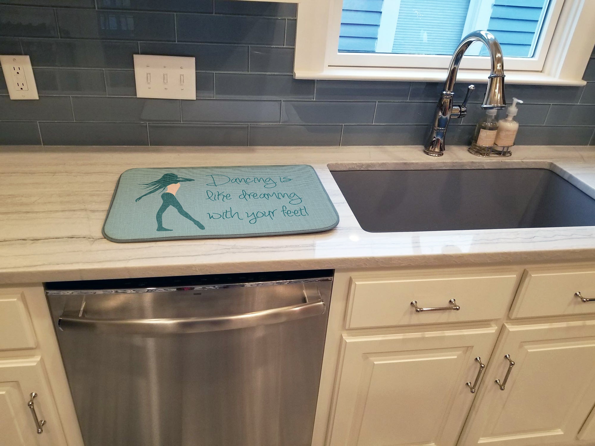 Dancing is Like Dreaming #2 Dish Drying Mat Absorbent Dish Drying Mat Pad for Kitchen Counter Dish Drainer Mat for Countertop, 14 x 21", Multicolor