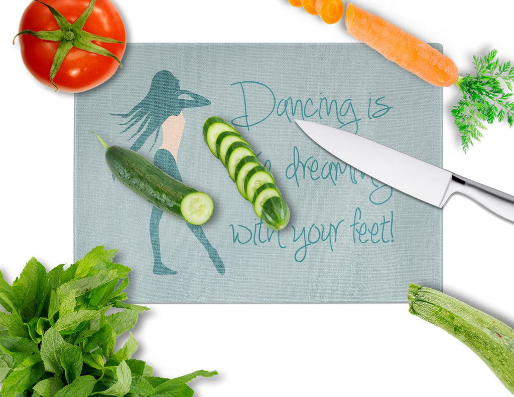 Dancing is Like Dreaming #2 Cutting Board Tempered Glass Kitchen Cutting Surface, Heat Resistant Chopping, Non-Slip Feet, Food Prep & Serving