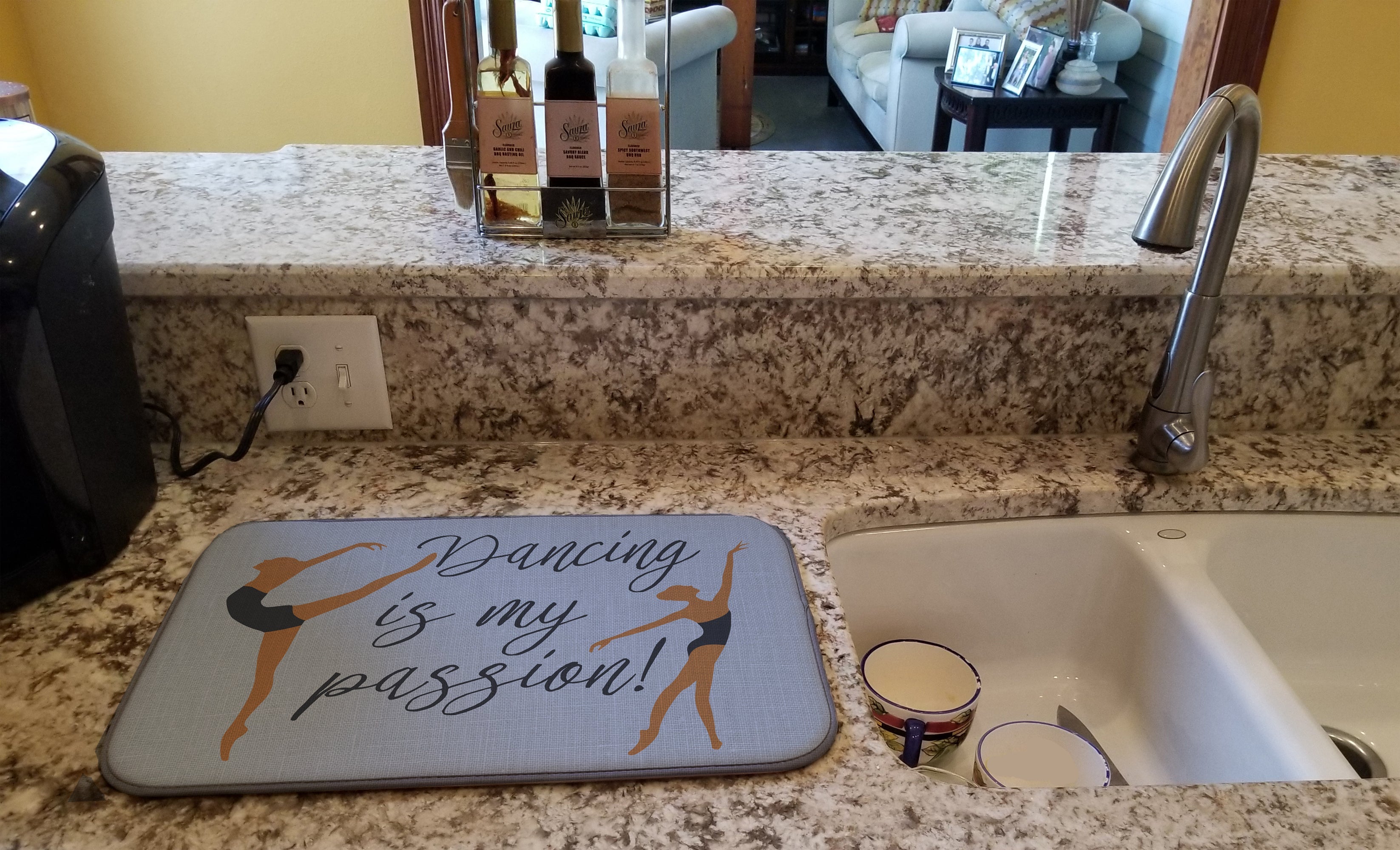Dancing is My Passion Dish Drying Mat Absorbent Dish Drying Mat Pad for Kitchen Counter Dish Drainer Mat for Countertop, 14 x 21", Multicolor