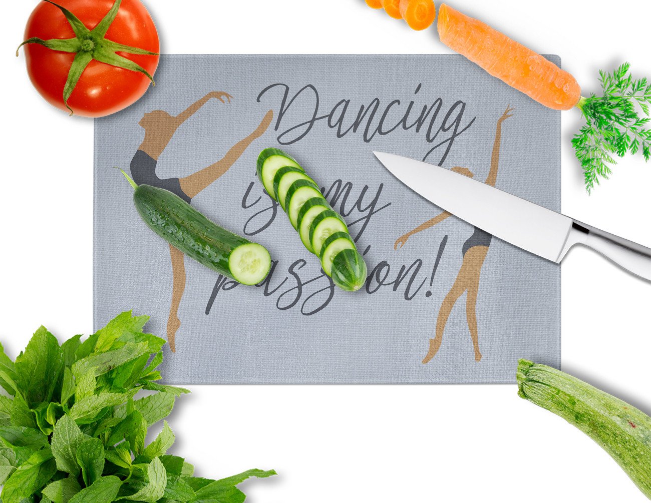Dancing is My Passion Cutting Board Tempered Glass Kitchen Cutting Surface, Heat Resistant Chopping, Non-Slip Feet, Food Prep & Serving