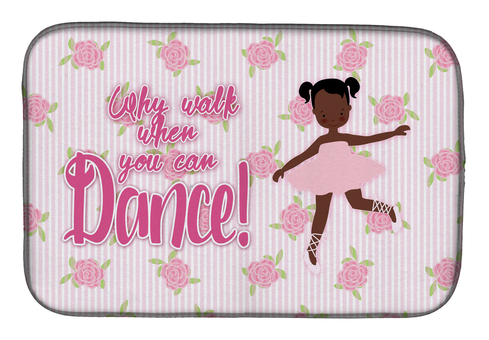 Ballet African American Pigtails Dish Drying Mat Absorbent Dish Drying Mat Pad for Kitchen Counter Dish Drainer Mat for Countertop, 14 x 21", Multicolor
