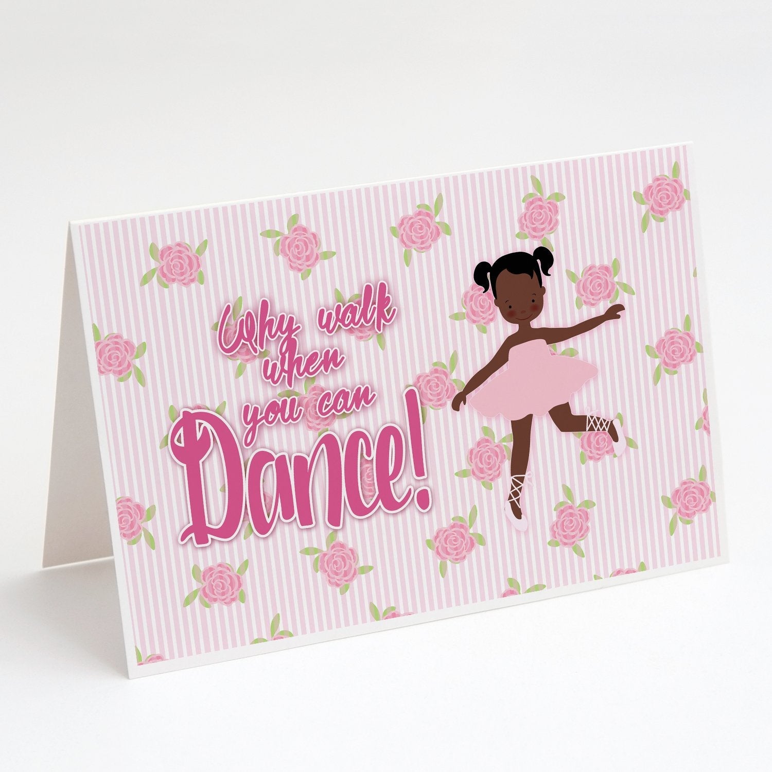 Ballet African American Pigtails Greeting Cards Pack of 8 Blank Cards with Envelopes Whimsical A7 Size 5x7