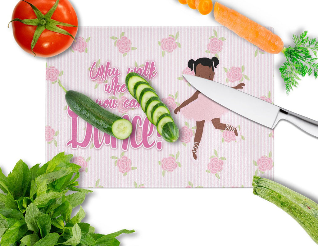 Ballet African American Pigtails Cutting Board Tempered Glass Kitchen Cutting Surface, Heat Resistant Chopping, Non-Slip Feet, Food Prep & Serving