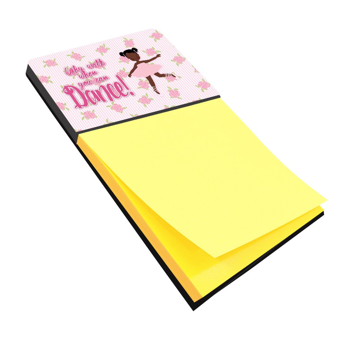 Ballet African American Pigtails Watercolor Sticky Note Holder Refillable Dispenser Desk Accessory 3x3 Pad Gift