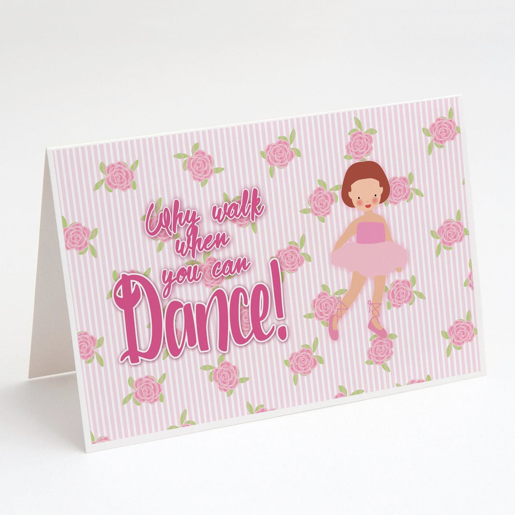 Ballet Red Short Hair Greeting Cards Pack of 8 Blank Cards with Envelopes Whimsical A7 Size 5x7