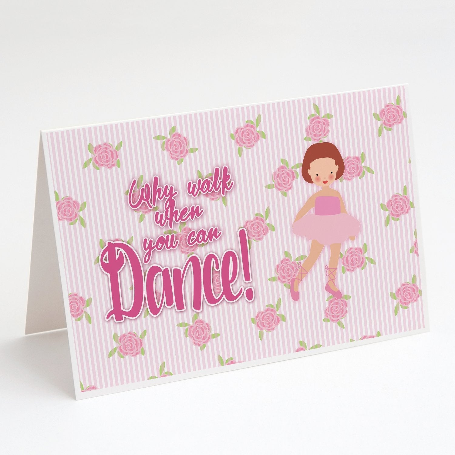 Ballet Red Short Hair Greeting Cards Pack of 8 Blank Cards with Envelopes Whimsical A7 Size 5x7