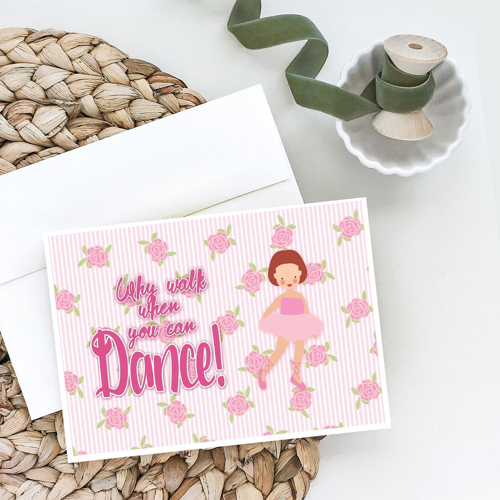 Ballet Red Short Hair Greeting Cards Pack of 8 Blank Cards with Envelopes Whimsical A7 Size 5x7
