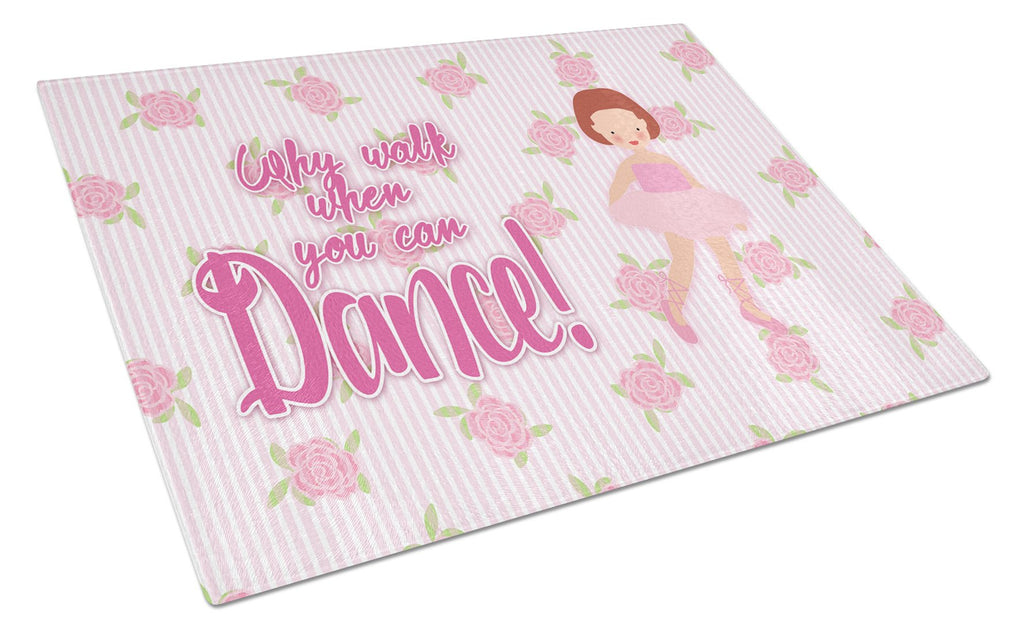 Ballet Red Short Hair Cutting Board Tempered Glass Kitchen Cutting Surface, Heat Resistant Chopping, Non-Slip Feet, Food Prep & Serving