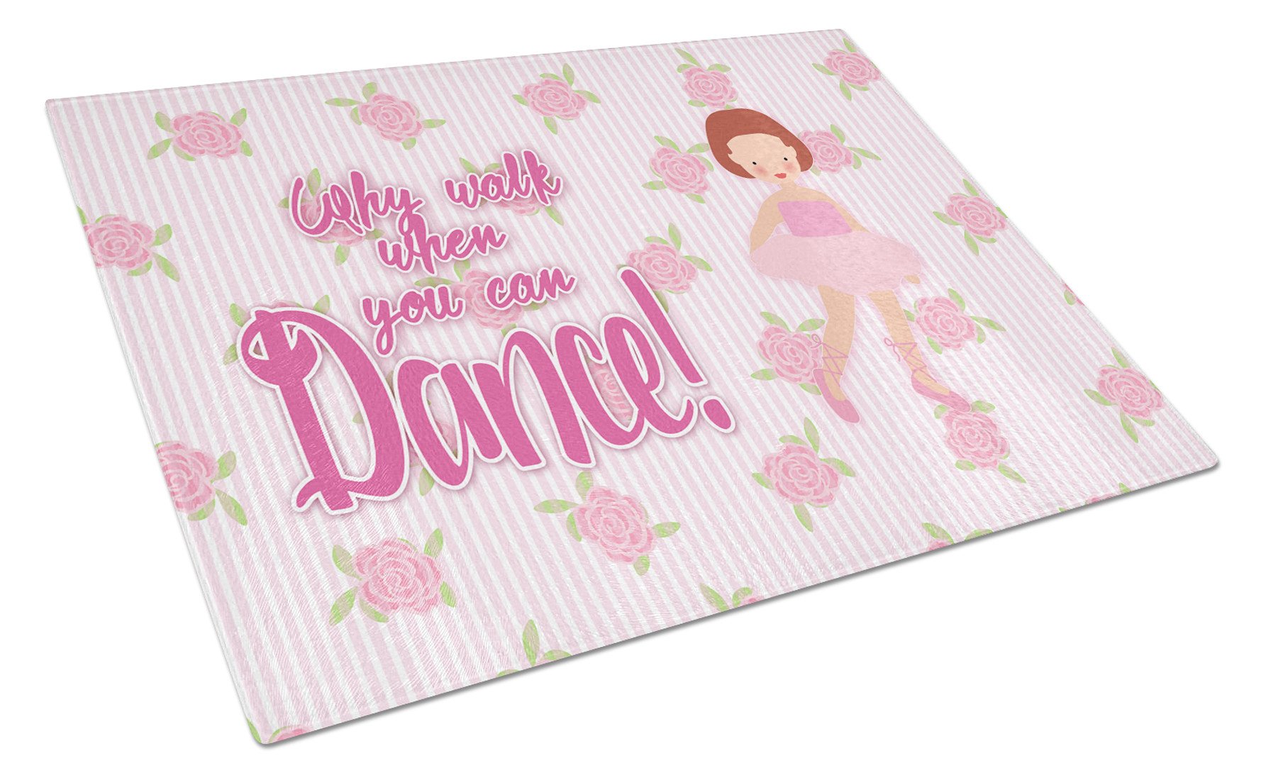 Ballet Red Short Hair Cutting Board Tempered Glass Kitchen Cutting Surface, Heat Resistant Chopping, Non-Slip Feet, Food Prep & Serving