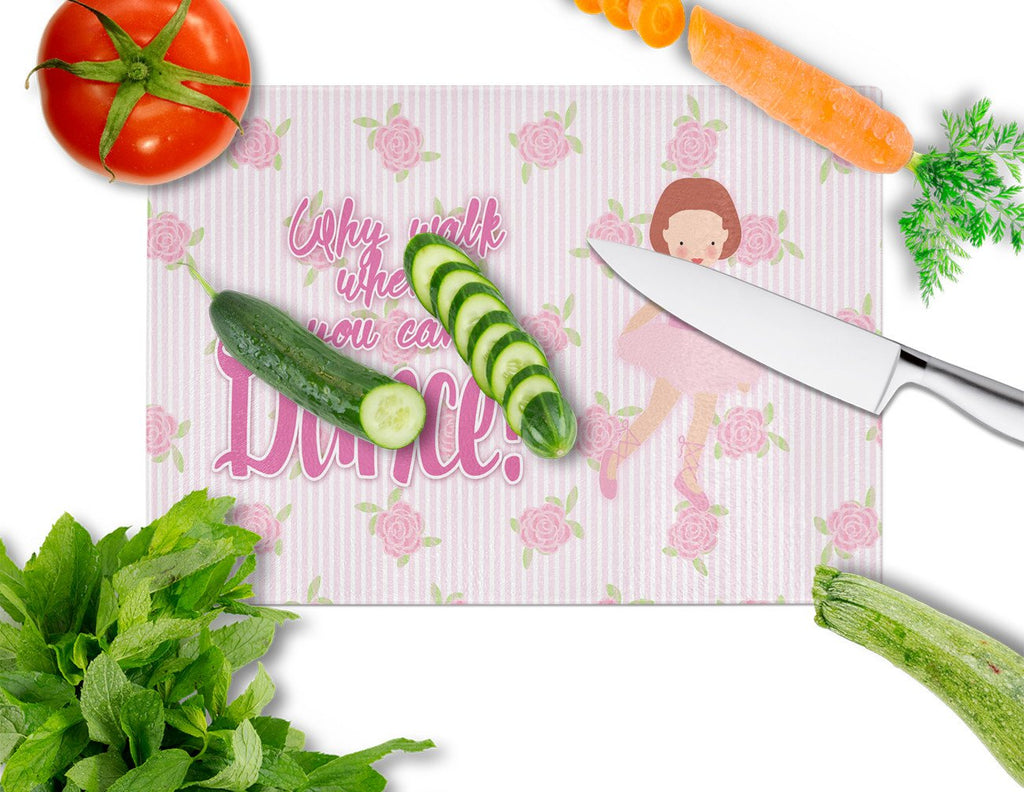 Ballet Red Short Hair Cutting Board Tempered Glass Kitchen Cutting Surface, Heat Resistant Chopping, Non-Slip Feet, Food Prep & Serving