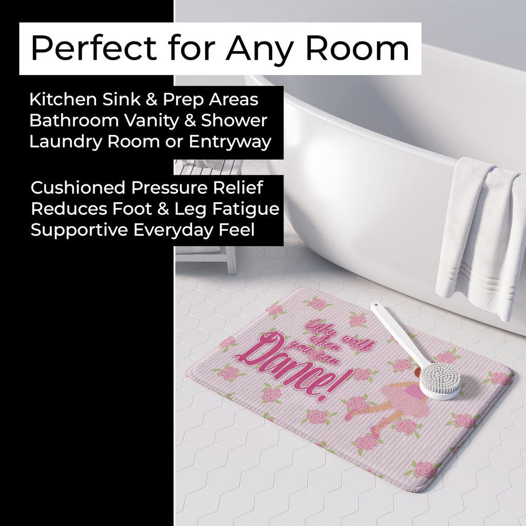 Ballet Red Short Hair Memory Foam Kitchen Mat Machine Washable Anti-Fatigue Cushion Comfort Bath or Kitchen Rug